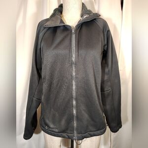 Columbia Zip-Up Sweatshirt, Women Gray Sherpa Collar Zip Pockets Logo, M